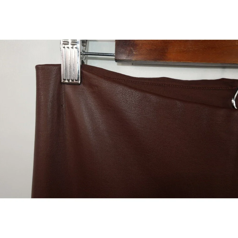 New Skims Brown Faux Leather Wide Leg Leather Pants Size XL Pull On *Imperfect - Picture 7 of 15